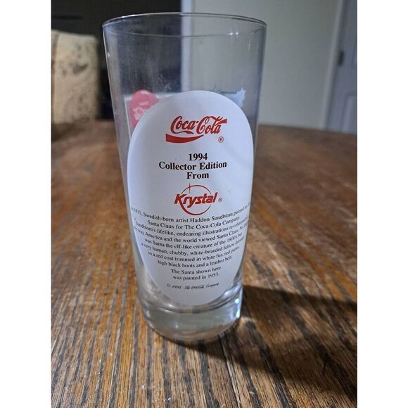 Vintage '94 Coca Cola Krystal Christmas Holiday Santa Collectible Drinking Glass - Picture 4 of 6